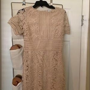 Crochet Lace Dress- Taupe